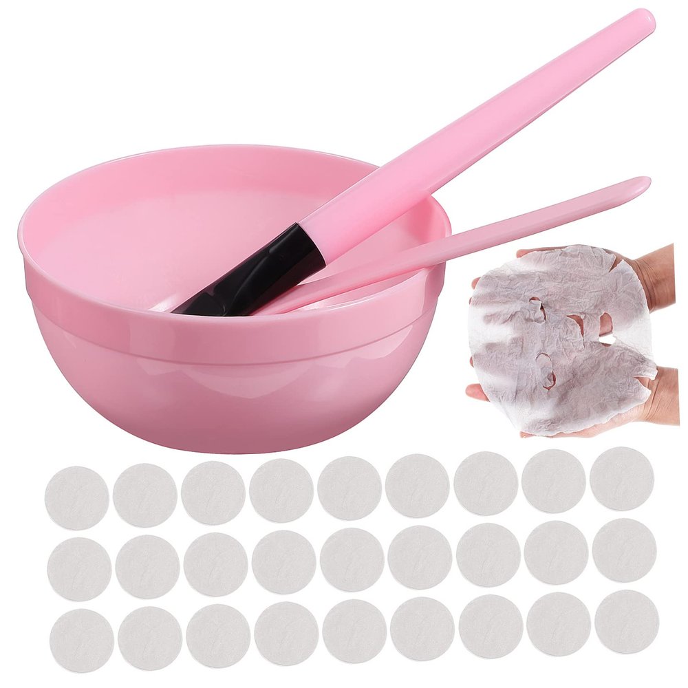 DECOMELODY Compressed Facial Mask Tool Set 1 Set DIY Mixing Bowl Brush Scraper for Skincare for Home Use and Facial Treatments