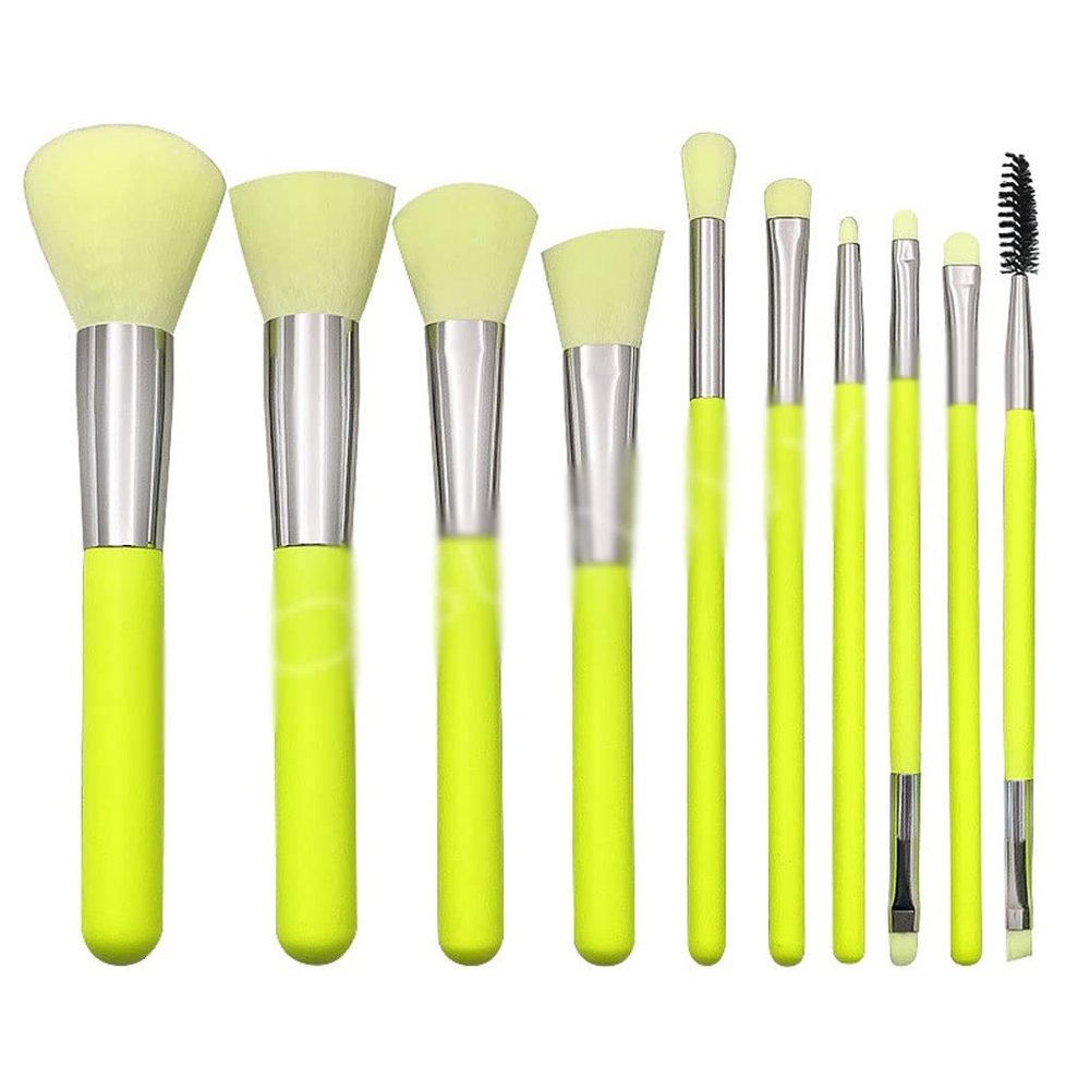 10 Wooden Handle Makeup Brush Set, Eyebrow Brush, Eyelash Brush, Eye Brush, Powder Powder Brush(E)