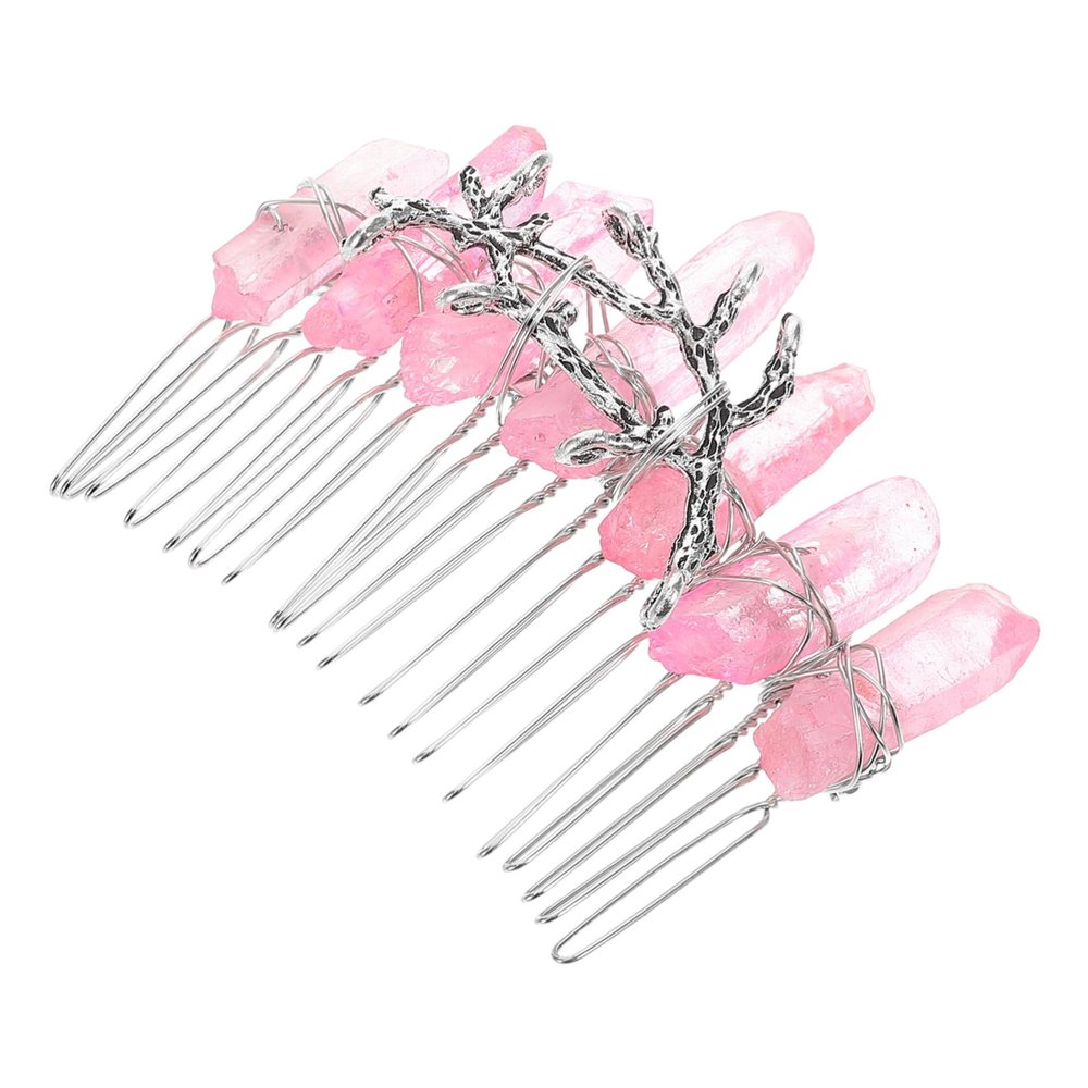 Beaupretty Natural Crystal Bridal Hair Comb with Teeth Clamp DIY Decorative Hairpiece for Weddings Brides Bridesmaids Flower Durable Wire Energy Infused Crystals