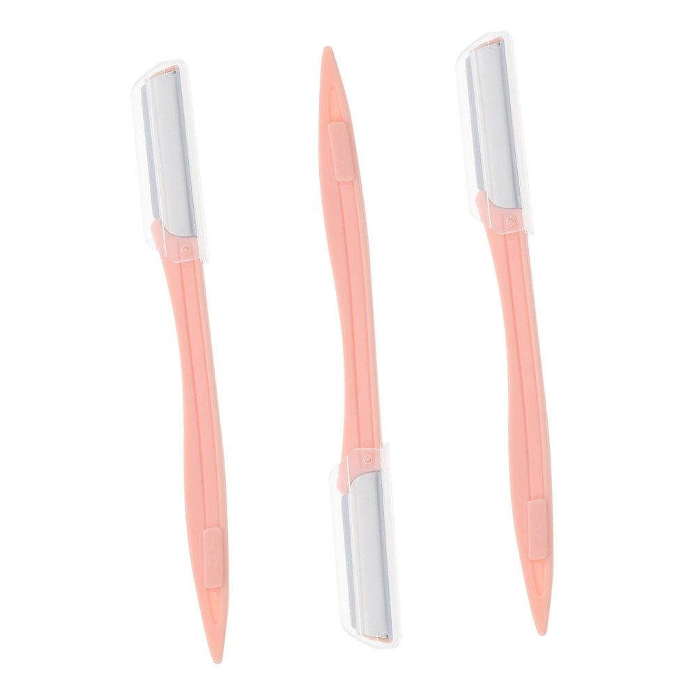 VALICLUD 3Pcs Pink Eyebrow Trimming Tools Precision Eyebrow Razors Plastic Handle for Women for Grooming and Shaping