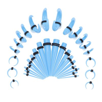 AKOOSY 50Pcs Acrylic Ear Gauge Stretching Kit Comfortable Horns Ear Gauges Studs for Women Premium Quality Earrings Safe and Smooth Surface for Ear Piercings
