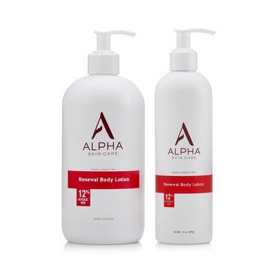 Alpha Skin Care Revitalizing Body Lotion, 12% Glycolic AHA, Simple & Effective Daily Moisturizer Hydroxy Acid, Hydrates & Exfoliates for Soft, Smooth Skin, Anti-Aging, 12 Oz & 23 Oz