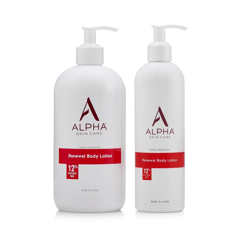 Alpha Skin Care Revitalizing Body Lotion, 12% Glycolic AHA, Simple & Effective Daily Moisturizer Hydroxy Acid, Hydrates & Exfoliates for Soft, Smooth Skin, Anti-Aging, 12 Oz & 23 Oz