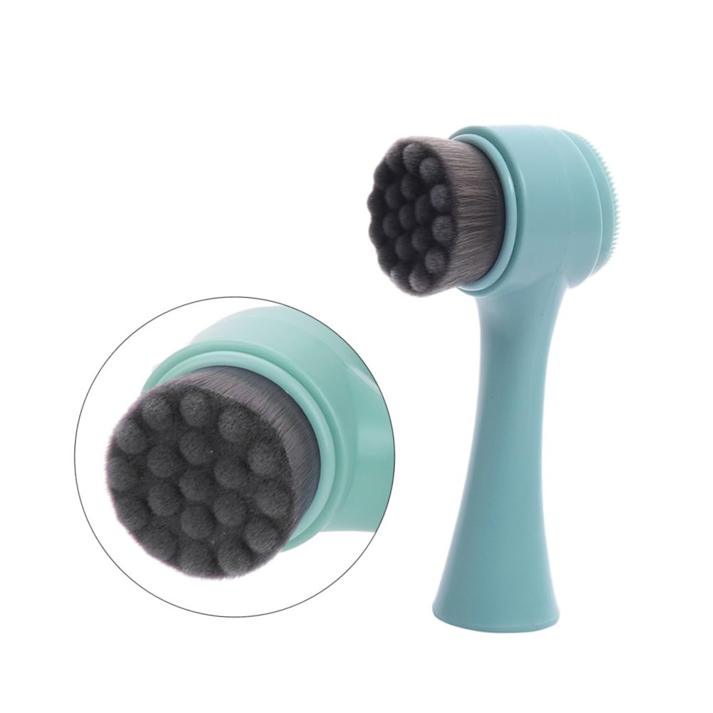 BESTYASH Facial Cleansing Instrument Double-Sided Brush Comedone Extractor Scrub Brushes Manual Face Cleaning Blackhead Removal Random Color