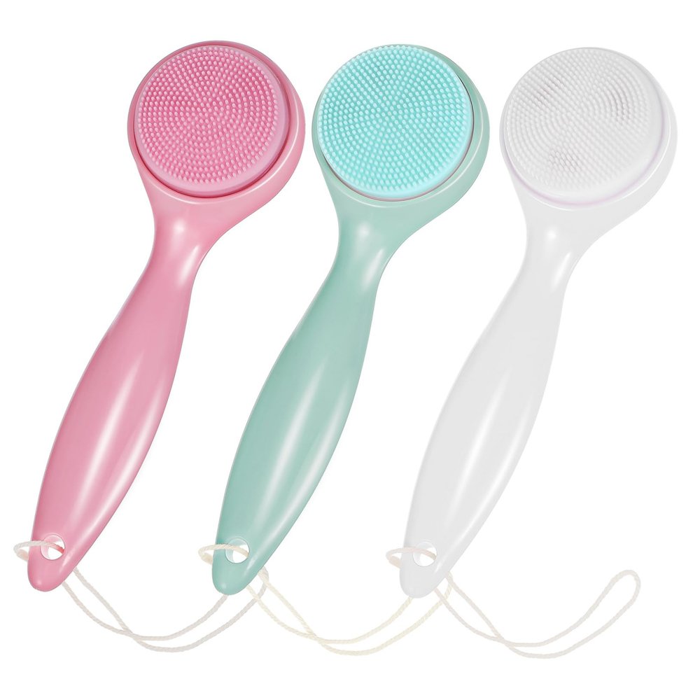 BATHVEVE 3Pcs Silicone Face Scrubber Manual Exfoliating Brushes for Deep Cleansing Ergonomic Design for Soft Bristles for Skin Care for Men and Women