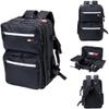 G&BPRO Backpack for Travel  Full Size Mobile Workstation with Extending Tray System  Hair Stylist & Makeup Artist Travel Case for Tools  Durable Barber Bag (Black With White Zipper) view 1