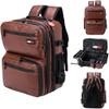 G&BPRO Backpack for Travel  Mid Size All-in-One Mobile Workstation with Extending Tray System  Hair Stylist & Durable Water-Resistant Bag (Brown/Leather With Black Zipper) view 1