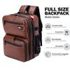 G&BPRO Backpack for Travel  Mid Size All-in-One Mobile Workstation with Extending Tray System  Hair Stylist & Durable Water-Resistant Bag (Brown/Leather With Black Zipper) view 2