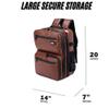 G&BPRO Backpack for Travel  Mid Size All-in-One Mobile Workstation with Extending Tray System  Hair Stylist & Durable Water-Resistant Bag (Brown/Leather With Black Zipper) view 3