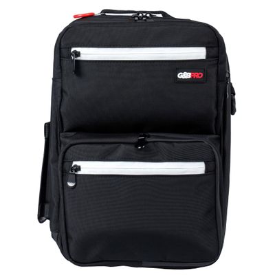 G&BPRO Backpack for Travel  Mid Size All-in-One Mobile Workstation with Extending Tray System  Hair Stylist & Durable Water-Resistant Bag (Black With White Zipper)