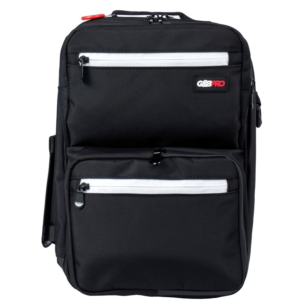 G&BPRO Backpack for Travel  Mid Size All-in-One Mobile Workstation with Extending Tray System  Hair Stylist & Durable Water-Resistant Bag (Black With White Zipper)