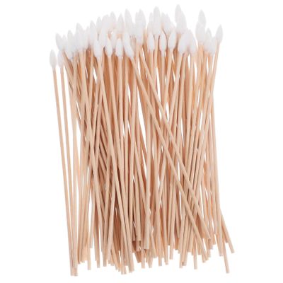 Beatifufu 100pcs Long Single Head Cotton Swabs 15cm Disposable Wooden Handle Swabs for Makeup Cleaning and Industrial Use Travel-Friendly
