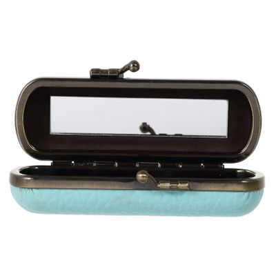 MOTHNUR Single Lipstick Case Mirror Vintage Bronze Lychee Pattern Lipstick Storage Box Cosmetic Organizer for Women Stylish Makeup Container