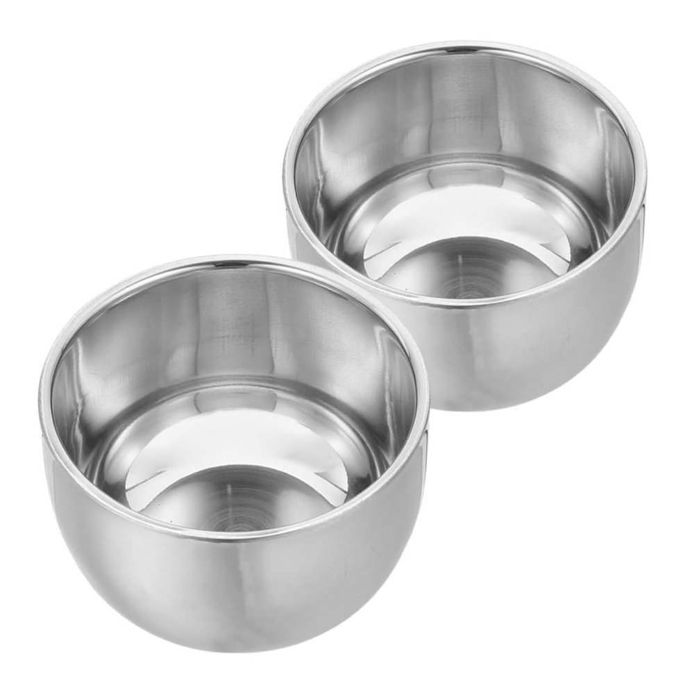OATIPHO 200ml Double Layer Stainless Steel Shaving Foam Bowl 2pcs for Men Insulated Shaving Soap Cup Smooth Finish Supplies