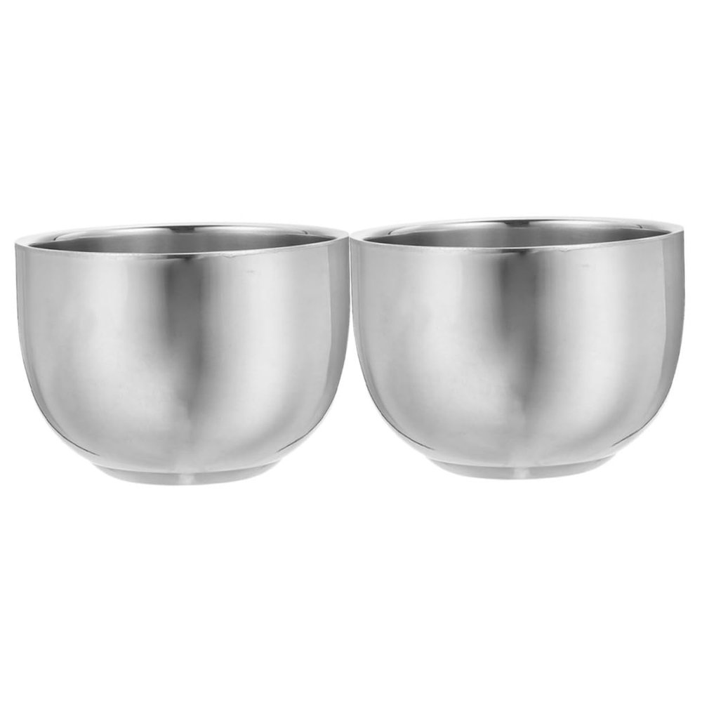 SHERCHPRY 200ml Stainless Steel Shaving Bowl Set 2pcs Double Layer Lather Mug for Men Heavy Duty Foaming Shaving Soap Dish for Home and Travel