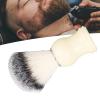 Barber Duster Brush with Curved Handle, Easy Cleaning Neck Hair Brush for Beard & Mustache, Portable White Plastic & Nylon Hair Trimming Tool view 2