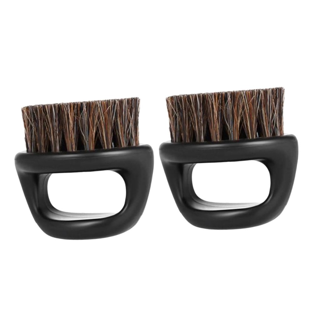 CALLARON 2Pcs Portable Beard Brush with Ergonomic Handle Boar Bristles for Men S Shaving and Grooming Compact Design for Easy Travel Black