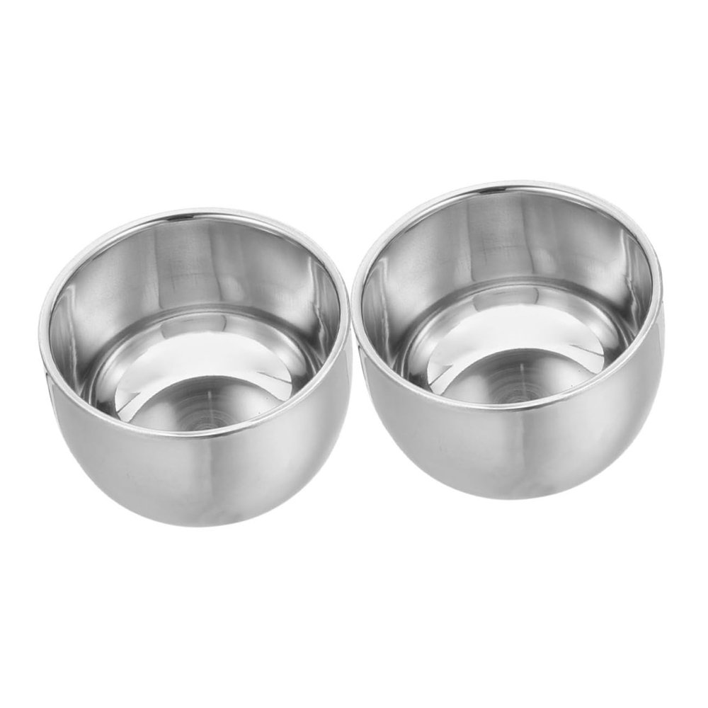 minkissy Stainless Steel Shaving Soap Bowl for Men 200ml Double Layer Shaving Cup Heat Insulation Metal Lathering Mug 2pcs