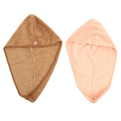 BATHVEVE Thick Coral Fleece Hair Drying Hat 2-Pack Quick Dry Hair Wrap Towels for Women Super Absorbent Bath Towel Caps for Adults for Shower