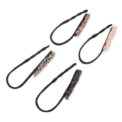 BATHVEVE 4Pcs Rhinestone Hair Bun Accessories for Women Easy DIY Hair Bun Maker Tool Compact Elegant Styling for Quick Updos for Various Outfits
