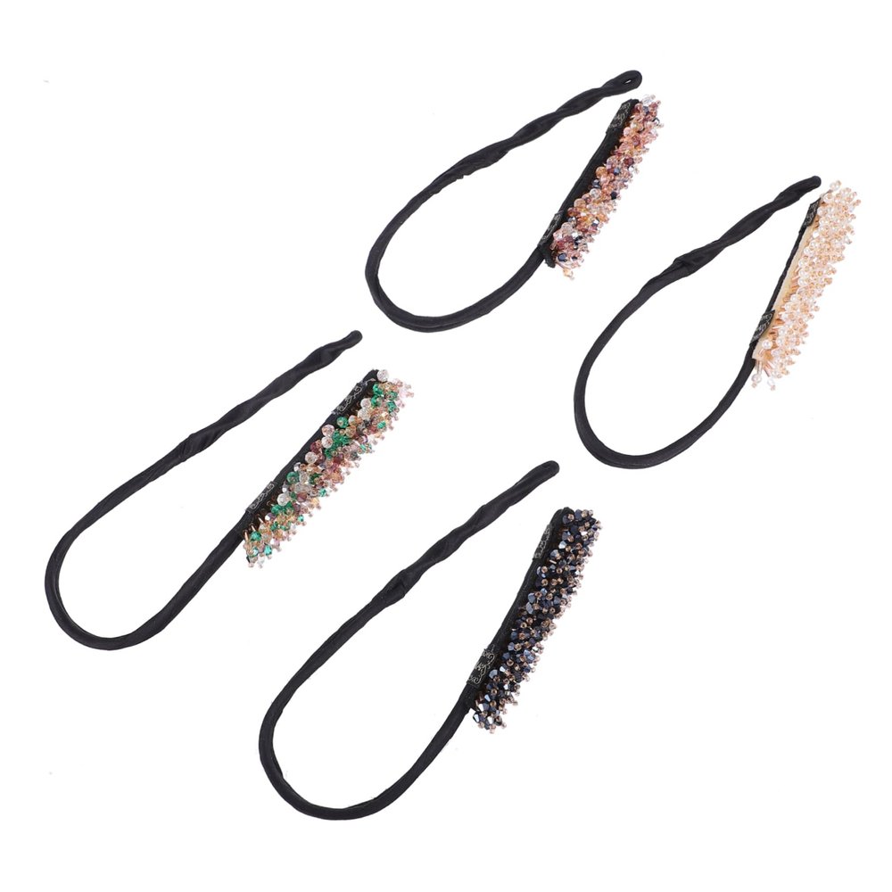 BATHVEVE 4Pcs Rhinestone Hair Bun Accessories for Women Easy DIY Hair Bun Maker Tool Compact Elegant Styling for Quick Updos for Various Outfits
