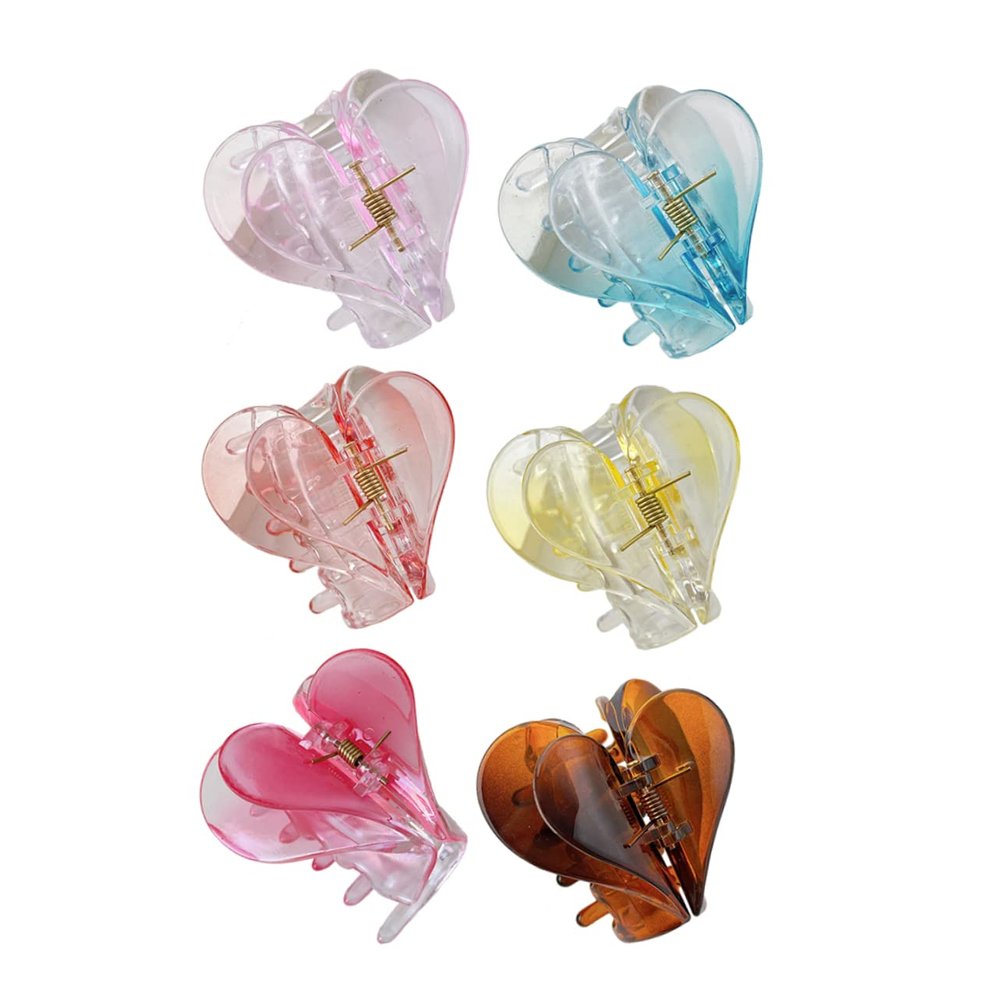 Beaupretty 6pcs Heart Hair Clips for Women Travel-Friendly Hair Claws Strong Hold Stylish Barrettes for Festivals and Daily Use