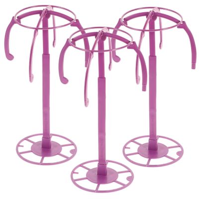Gogogmee Multi-Purpose Wig Stand Holder 3-Piece Display Rack for Wigs and Hats Adjustable Height for Styling and Traveling Compatible Hairpieces