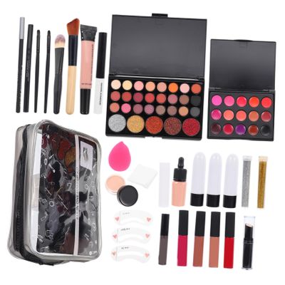 GANAZONO 1Set Ladies Makeup Kit Complete Cosmetic for Beginners Includes Eyeshadow Palette Lip Products Foundation Blush Brushes Storage Pouch for Women