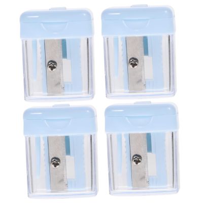 Gogogmee 4Pcs Eyebrow Pencil Sharpener Lid Single Hole Cosmetic Sharpener for Makeup Tools Sturdy Rust-Resistant Design for Eyeliner and Brow Pencils Random Color