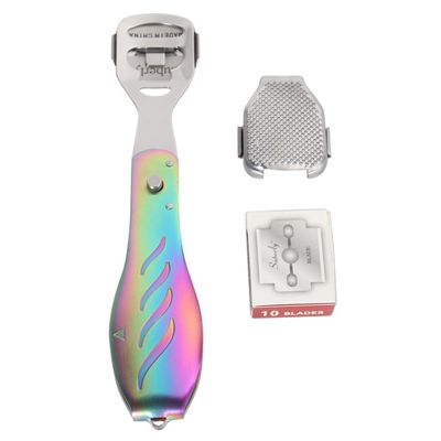 BATHVEVE Stainless Steel Folding Foot Scraper 1 Piece Callus Remover Tool for Dead Skin Removal Portable Pedicure Accessory for Men and Women at Home or Salon