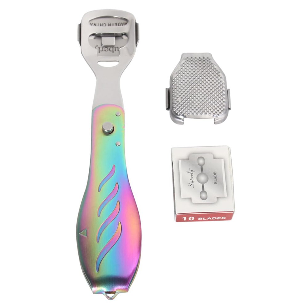 BATHVEVE Stainless Steel Folding Foot Scraper 1 Piece Callus Remover Tool for Dead Skin Removal Portable Pedicure Accessory for Men and Women at Home or Salon