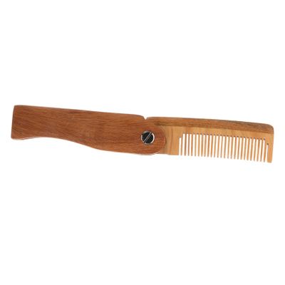 GANAZONO 1Pc Portable Wooden Folding Beard Comb with Leather Case Durable Hair Styling Brush for Men Smooth Surface Promotes for Friends and Lovers
