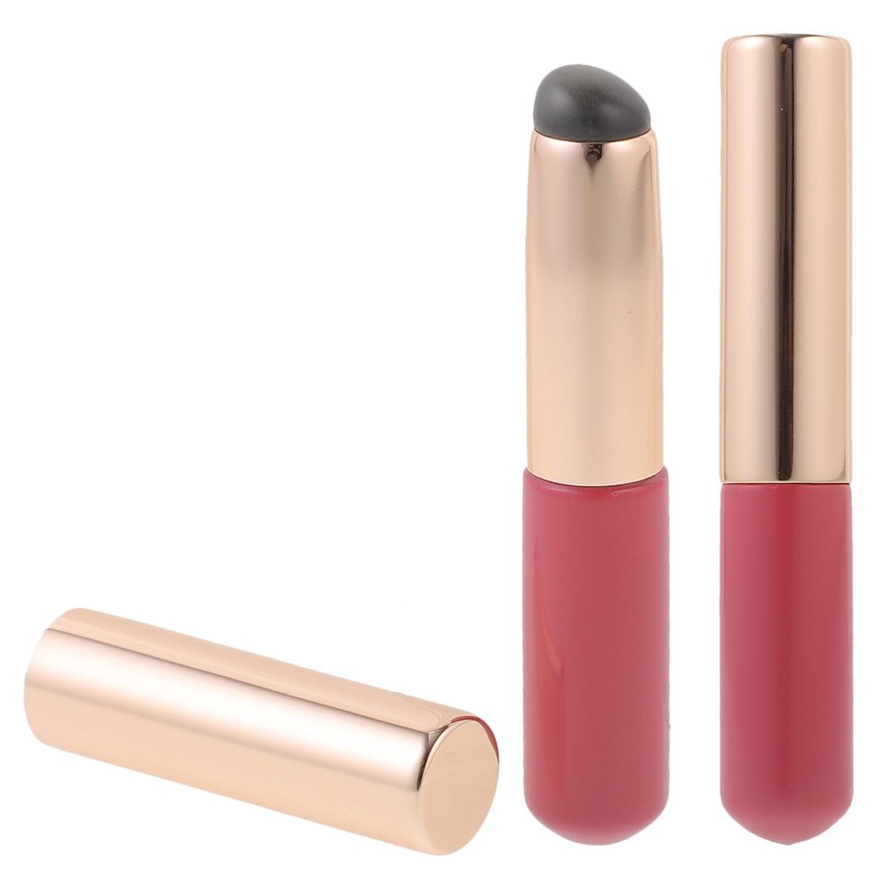 EXQUIMEUBLE 2Pcs Silicone Lip Brushes with Portable Cover Reusable Lipstick Applicators for Makeup Soft Skin Friendly for Lipstick and Concealer Convenient for Travel