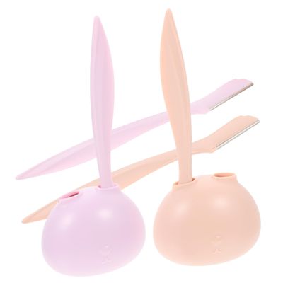 Ipetboom 4Pcs Portable Eyebrow Razor Adorable Rabbit Design Eyebrow Trimmers for Women Lightweight Facial Hair Shaper for Home Use and Travel for Beginners