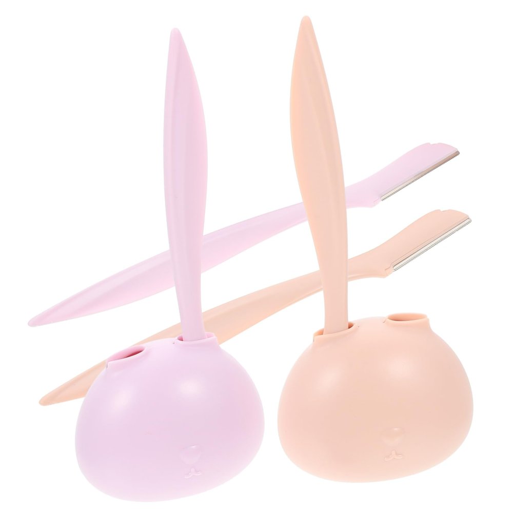 Ipetboom 4Pcs Portable Eyebrow Razor Adorable Rabbit Design Eyebrow Trimmers for Women Lightweight Facial Hair Shaper for Home Use and Travel for Beginners