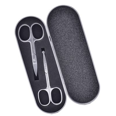 Healeved 2Pcs Stainless Steel Eyebrow Nose Hair Scissors Precision Makeup Trimmer Design for Easy Grooming for Eyebrow Shaping Nose Hair Removal Black