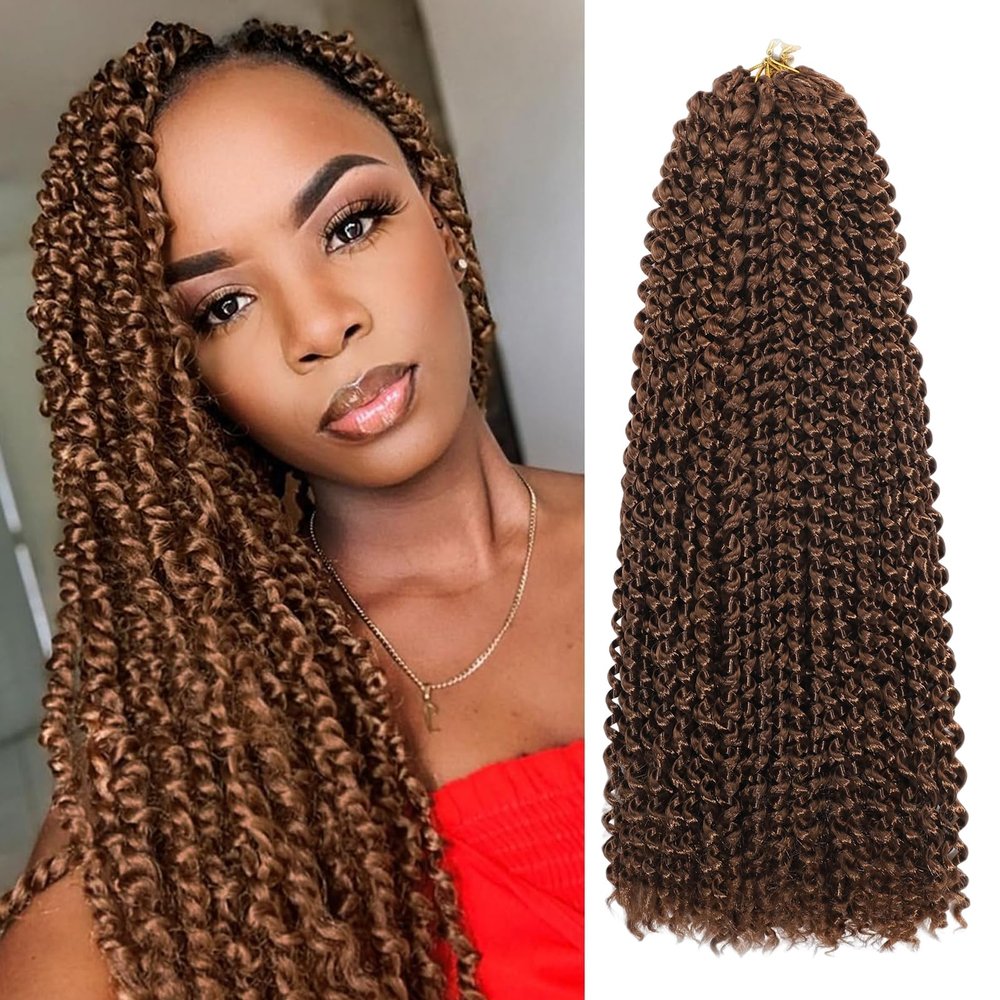 Passion Twist Hair 12 Inch 8 Packs Water Wave Crochet Hair Bohemian Braiding Hair for Boho Locs Pre Looped Crochet Braids Hair for Black Women 30#
