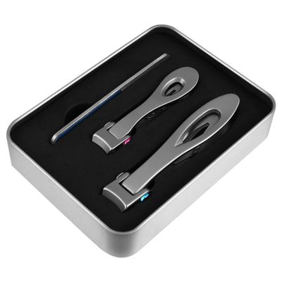 CALLARON 3Pcs Stainless Steel Nail Clippers Set Ergonomic Design with Double Curved Edges for Men Women Durable Nail Cutter Files for Professional Manicure