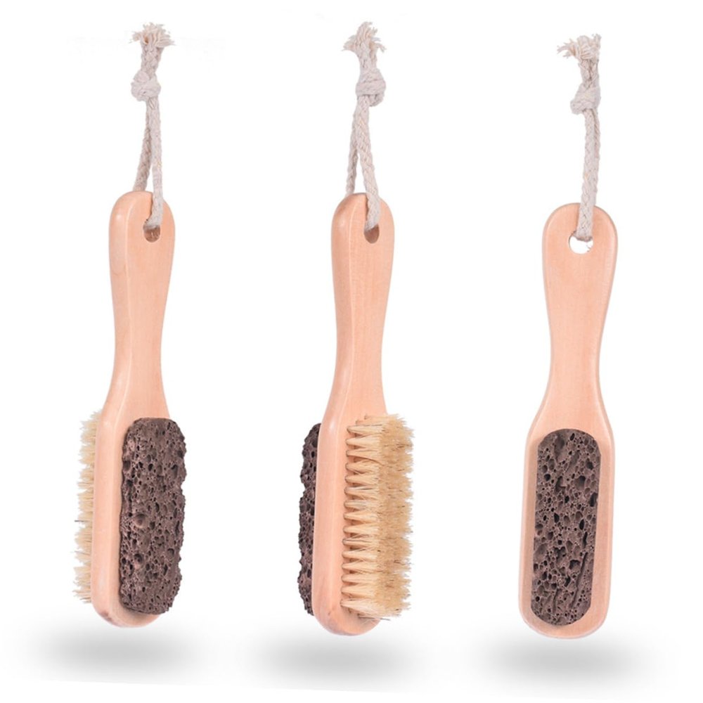 FOYTOKI 2Pcs Foot Scraping Plate Portable Pumice Stone and Brush for Foot Care Man and Woman Pedicure Tool for Hard Skin Removal and Dead Skin Care