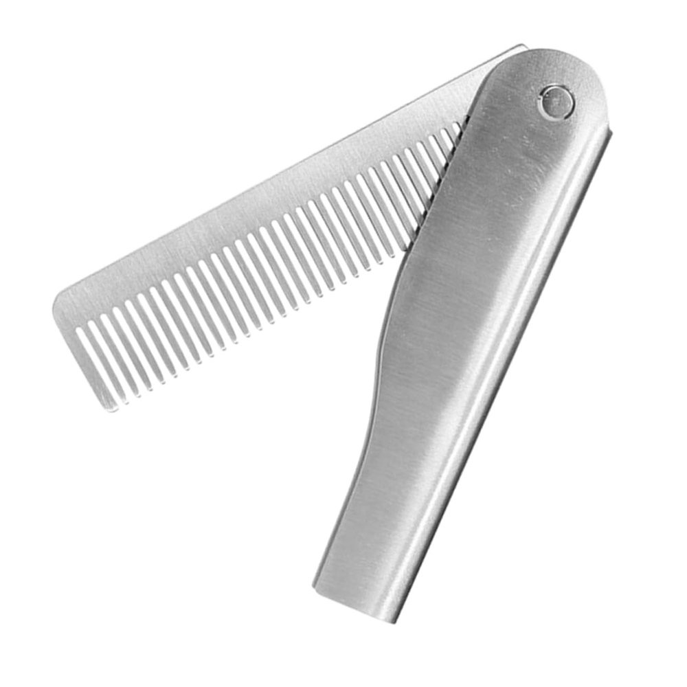 BATHVEVE Beard and Hair Comb for Men Compact Travel Comb with Cover Static Stainless Steel for Grooming Detangling Styling for Husband