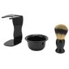 3pcs Shaving Brush Set for Men | ABS & Nylon Beard Brush/Foam Bowl/Stand | Soft Fibers for Sensitive Skin | Present for Father/Husband/Boyfriend view 2