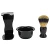 3pcs Shaving Brush Set for Men | ABS & Nylon Beard Brush/Foam Bowl/Stand | Soft Fibers for Sensitive Skin | Present for Father/Husband/Boyfriend view 4