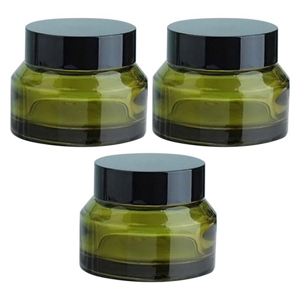 DEARMAMY 3pcs 50g Refillable Cream Jar Screw Lid for Travel Wide Mouth Empty Cream Containers Lids Suitable for Cosmetics