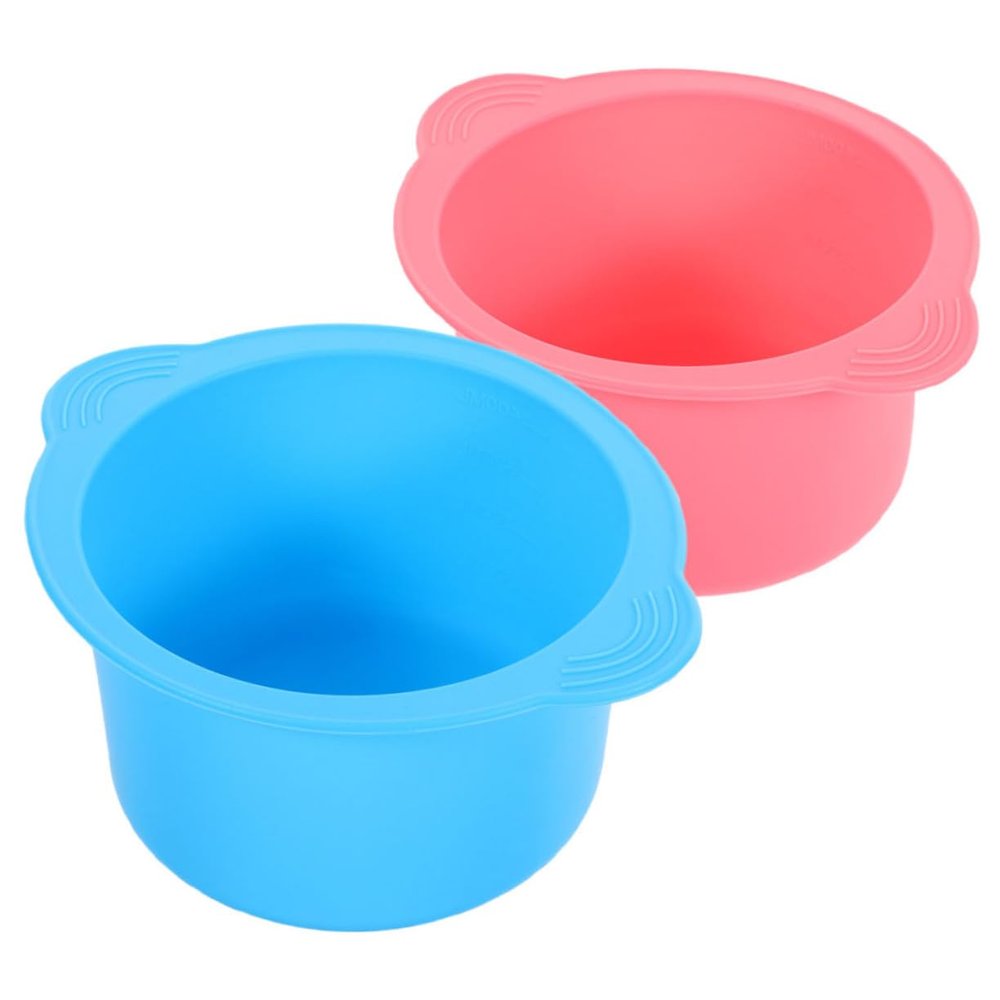 Beavorty 2Pcs Silicone Wax Bowl Wax Warmer Liner Kit Capacity for Hair Removal Wax Therapy Foldable Design Pink and Blue