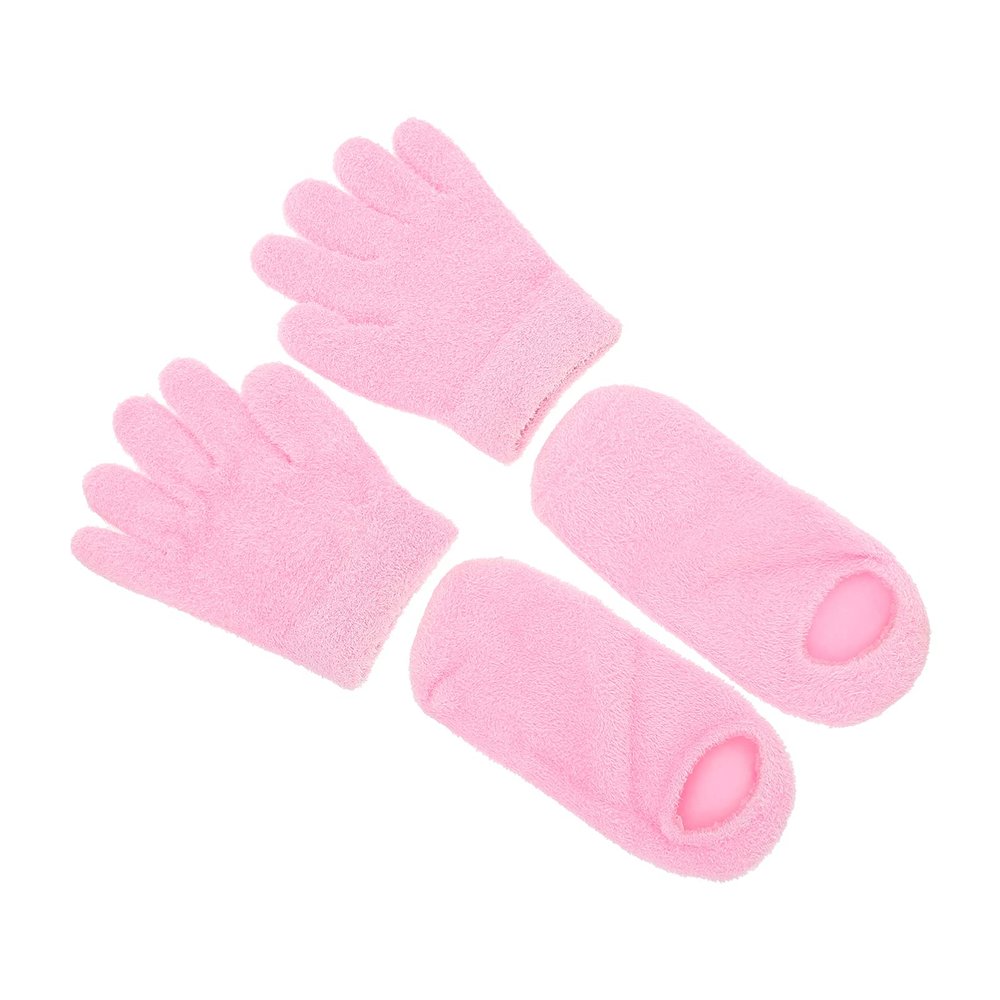 DECORNIJIA 2pairs Dry Cracked Hands Foot Treatment Spa Moisturizing Gloves Socks Women's Moisturizing Gloves Men's Gel