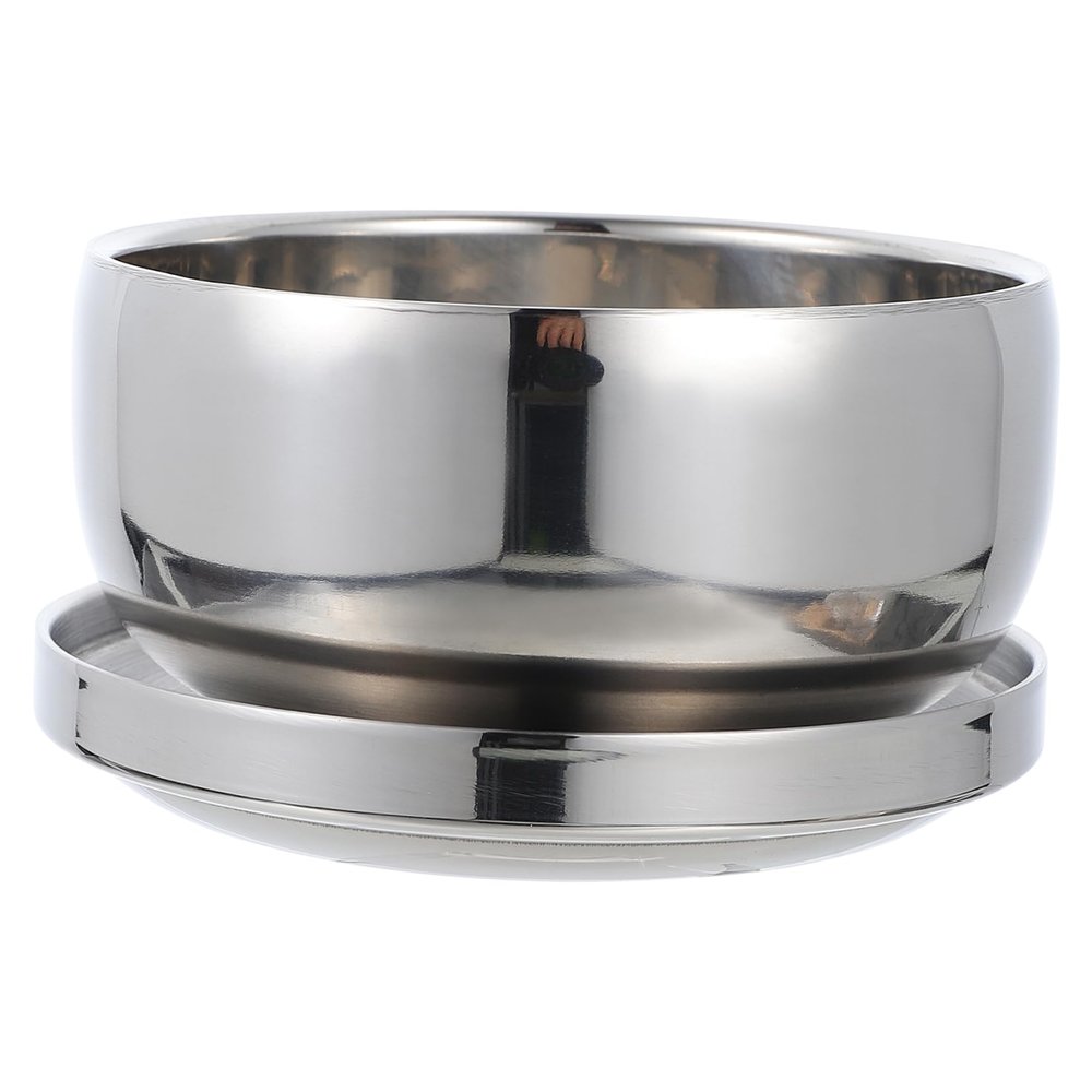 Healeved 1Pc Stainless Steel Shaving Bowl for Men Practical Foaming Container with Capacity Safe Rounded Edges for Home Shaving Experience