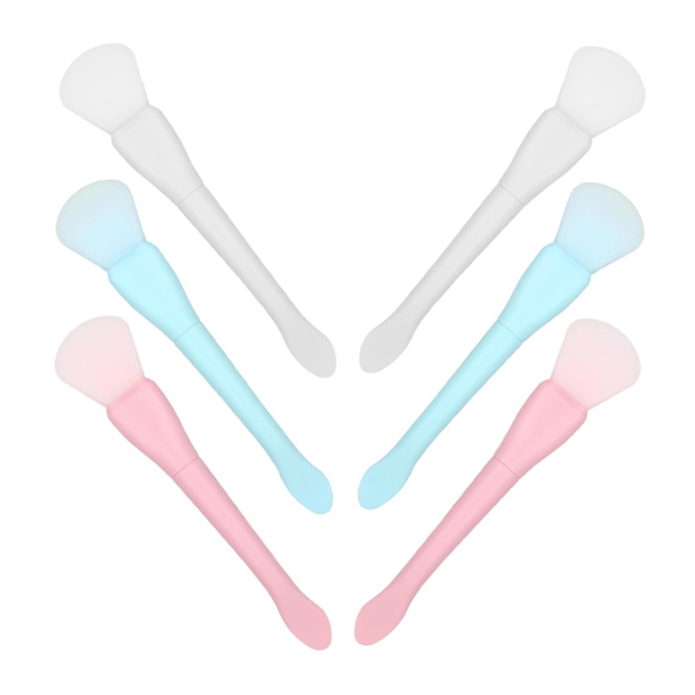 MUCKLILY 6pcs Double-Ended Silicone Facial Mask Brush Spatula Tool Set for Mud Masks Eye and Makeup Application Versatile Applicator for Skincare and Beauty