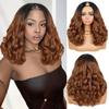 Quantum Love V Part Yaki Curly Wigs for Black Women Afro Curly V Part Synthetic Ombre Brown Wig Wear and Go Glueless No Leave out Clip in Half Wig 16Inch view 1