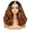 Quantum Love V Part Yaki Curly Wigs for Black Women Afro Curly V Part Synthetic Ombre Brown Wig Wear and Go Glueless No Leave out Clip in Half Wig 16Inch view 2