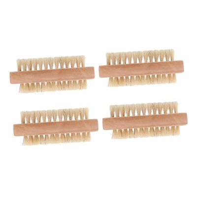 CALLARON 4Pcs Wooden Manicure Brush Double Sided Nail Art Tool for Cuticle Cleaning Nail Care Fine Bristles for Gentle Use for Home